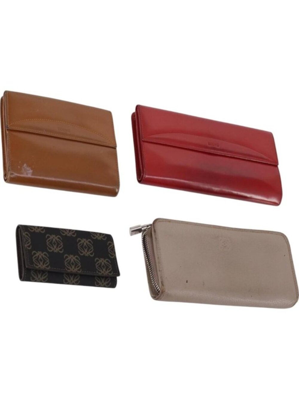 LOEWE Wallet Leather 4 Set Beige Red black